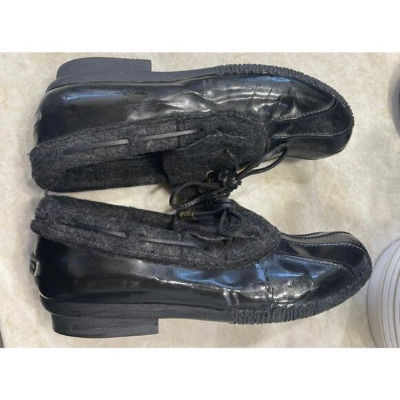 Tory Burch black patent leather duck rain shoes sz 11/41 - Picture 10 of 16